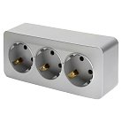 Розетка 3-местная с/з открытой установки, STEKKER, 49330 MST16-13-03