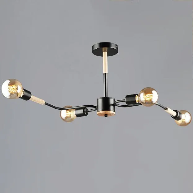 Потолочная люстра Reluce 10070-0.3-04 BK+WOOD