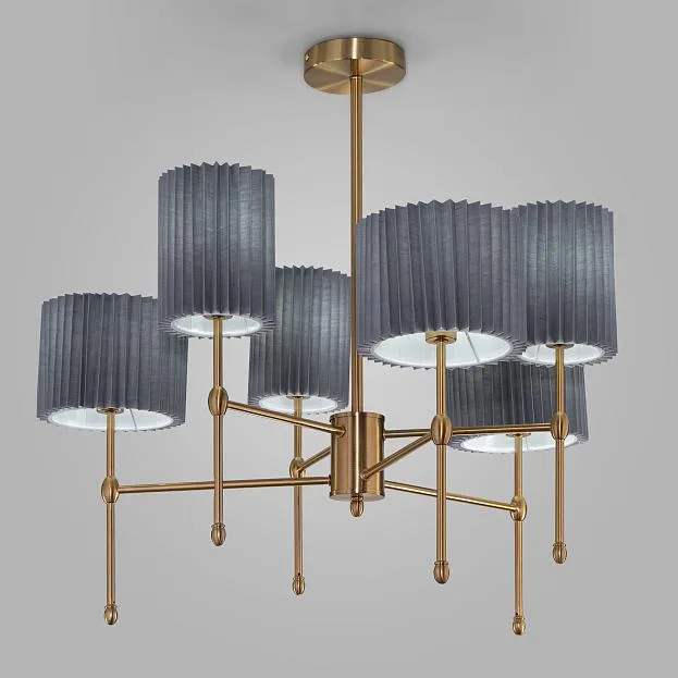 Потолочная люстра с тканевыми абажурами Eurosvet 60162/6 латунь Notturno a065665