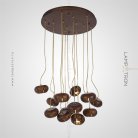 Подвесной светильник CAPSULES 13 плафонов на диске. Темное дерево. Lampatron 1311-5799