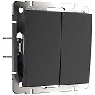 Выключатель двухклавишный с самовозвратом Werkel W1122408 (черный матовый) a062575