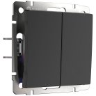 Выключатель двухклавишный с самовозвратом Werkel W1122408 (черный матовый) a062575