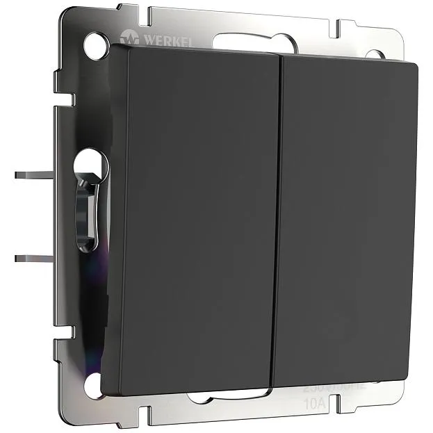 Выключатель двухклавишный с самовозвратом Werkel W1122408 (черный матовый) a062575 Выключатель двухклавишный с самовозвратом Werkel W1122408 (черный матовый) a062575