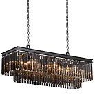 Подвесная люстра Odeon Gray glass Rectangular Chandelier Black iron 100 ImperiumLoft 156970-22 40.3299-2