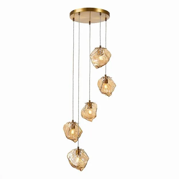 Светильник подвесной Латунь/Янтарный E14 5*40W ST Luce SL1175.303.05 Portici