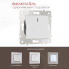 Выключатель одноклавишный с подсветкой, 10AX 250V Arte Milano 203.31-1.silver am