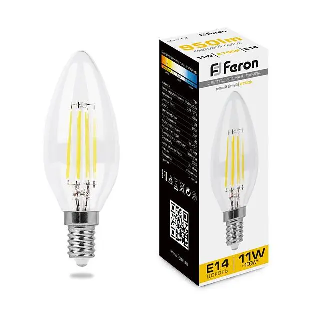 Лампа светодиодная Feron 38006 LB-713 Свеча E14 11W 2700K