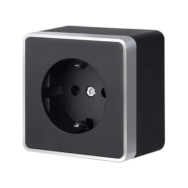 Розетка с заземлением и шторками werkel w5071134 накладные механизмы gallant черный с серебром a051150