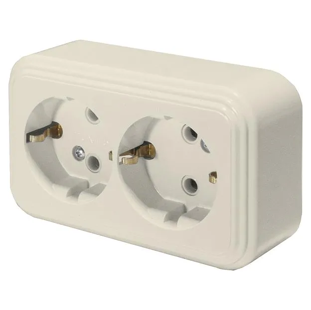 Розетка 2-местная с/з (RA 16-238-БЖ) пластик АВС 250В 16А IP20 слоновая кость Stekker 49056 PST16-31-20