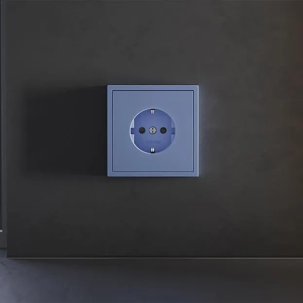 Накладка для розетки с заземлением и защитными шторками, (деним) Voltum VLS000715 S70