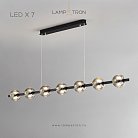 Реечный, рядный светильник SEMUND LONG 7 шаров. Цвет Черный Lampatron 8100-22155