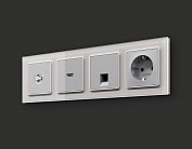 Комплект механизма TV розетки SAT 5-2400MHz 3.5dB ALFA Серебро глянец Volt MA413050 QUANT