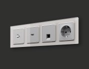 Комплект механизма TV розетки SAT 5-2400MHz 3.5dB ALFA Серебро глянец Volt MA413050 QUANT