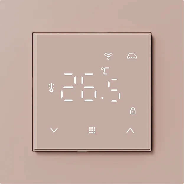 Термостат с датчиком пола и воздуха с WiFi, 16 A, 55*55 мм, программируемый, стекло кашемир Donel DTEF55C-WiFi