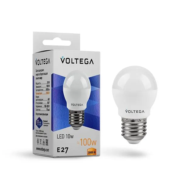 Светодиодная лампа Voltega 8455 Simple Globe 10W 2800K E27 VG2-G45E27warm10W