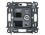 Механизм розетки компьютерной + TV оконечной RJ-45 (8P8C) CAT6 1000 Base-T/50-870 MHz 1dB с автоматической защитной шторкой QUANT Volt VM195