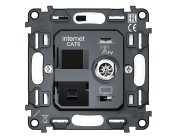 Механизм розетки компьютерной + TV оконечной RJ-45 (8P8C) CAT6 1000 Base-T/50-870 MHz 1dB с автоматической защитной шторкой QUANT Volt VM195