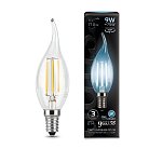 Лампа Gauss 104801209 филаментная E14 9W 4100К свеча на ветру прозрачная Filament Candle