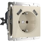 Розетка с заземлением, шторками и USBх2 Werkel W1171503 (слоновая кость) a051486