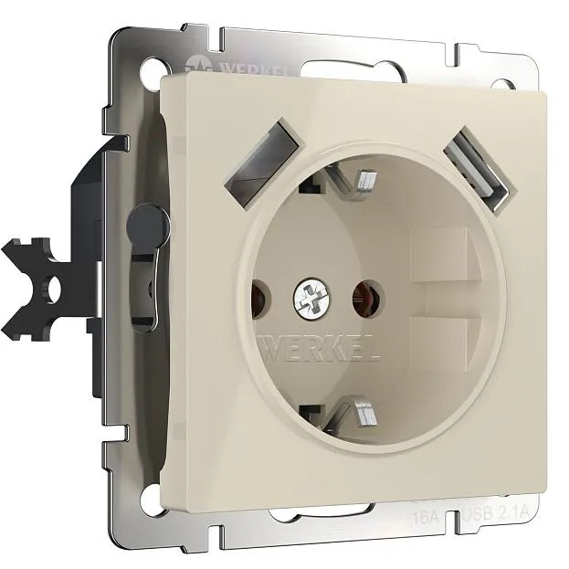 Розетка с заземлением, шторками и USBх2 Werkel W1171503 (слоновая кость) a051486 Розетка с заземлением, шторками и USBх2 Werkel W1171503 (слоновая кость) a051486