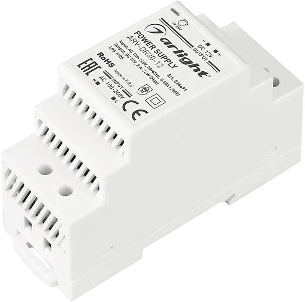 Блок питания ARV-DR30-12 (12V, 2A, 24W) IP20 DIN-рейка Arlight 034671 ARV-DIN Блок питания ARV-DR30-12 (12V, 2A, 24W) IP20 DIN-рейка Arlight 034671 ARV-DIN