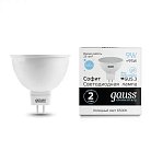 Лампа Gauss 13539 GU5.3 9W 6500K полусфера матовая Elementary MR16