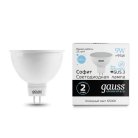 Лампа Gauss 13539 GU5.3 9W 6500K полусфера матовая Elementary MR16