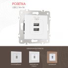 Розетка USB 2.1А+1А Arte Milano 203.46-1.white am