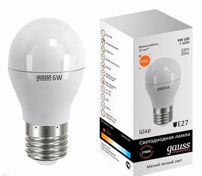 Лампа Gauss 53216 LED Elementary Globe Лампа Gauss 53216 LED Elementary Globe