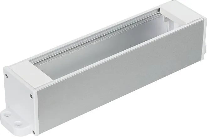 Настольный розеточный блок Squaredesign 8 мод. (4 мод. 45х45), алюминий, белые пластиковые заглушки с крепежом Donel DDSB8WPF DDSB