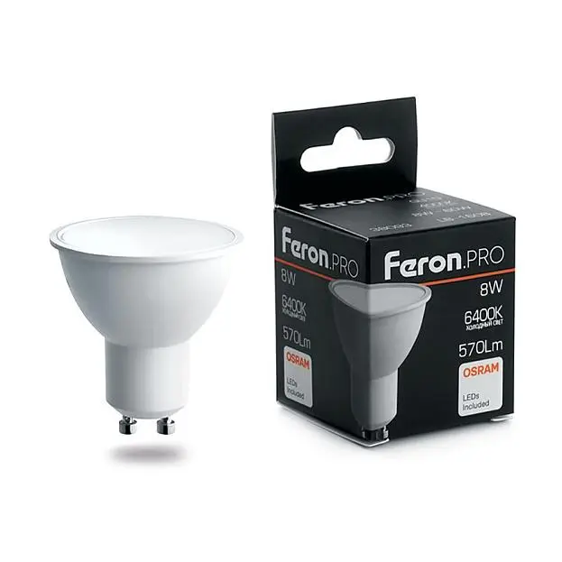 Лампа светодиодная Feron 38094 LB-1608 GU10 8W 6400K Лампа светодиодная Feron 38094 LB-1608 GU10 8W 6400K