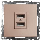 Розетка USB 2-местная (механизм) STEKKER 39602 GLS10-7115-02, 250B, 2,4А Катрин, шампань