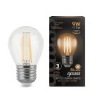 Лампа Gauss 105802109 филаментная E27 9W 2700K шар прозрачный Filament Globe