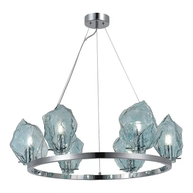 Подвесная люстра ST Luce Portici SL1175.113.06 Хром/Светло-голубой E14 6*40W