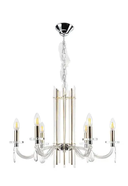 Подвесная люстра Crystal Lux AURELIO SP6 GOLD+CHROME/TRANSPARENT Подвесная люстра Crystal Lux AURELIO SP6 GOLD+CHROME/TRANSPARENT