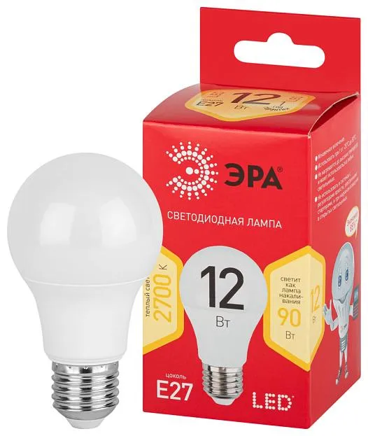 Лампочка светодиодная ЭРА LED A60-12W-827-E27 R