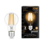 Лампа светодиодная Gauss 102902120 E27 20W 2700K прозрачная Filament