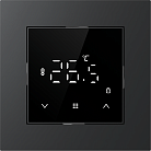 Терморегулятор с датчиком пола 16 A, 55*55 мм,  дисплей в одном уровне с рамкой, черное стекло Donel DTEF55B