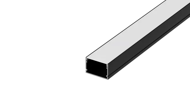 Накладной алюминиевый профиль, 30х20х2000мм. В комплекте матовый экран, 4 торцевые заглушки, 4 крепежа, черный Donel DN18C3020B2Set DN18