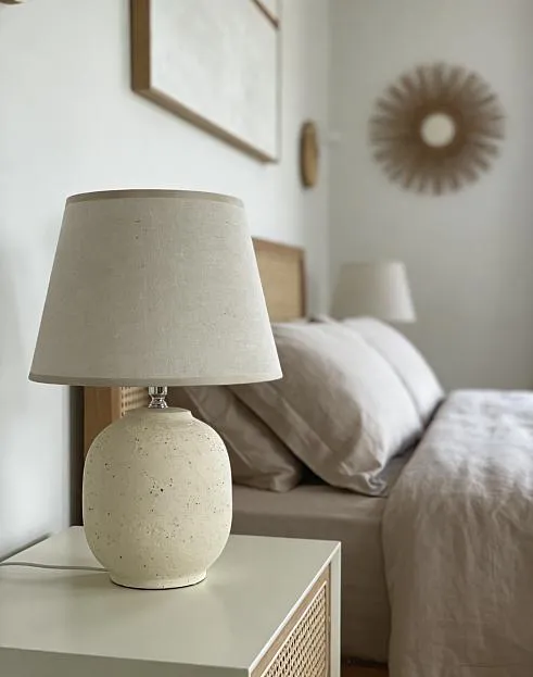 Настольная лампа 1 х Е14 40 Вт керамика бежевая с абажуром Rivoli 7551-501 Naomi