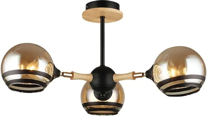 Потолочная люстра Imex MD.4896-3-S BK+WOOD Потолочная люстра Imex MD.4896-3-S BK+WOOD