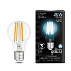 Лампа светодиодная Gauss 102902220 E27 20W 4100K прозрачная Filament