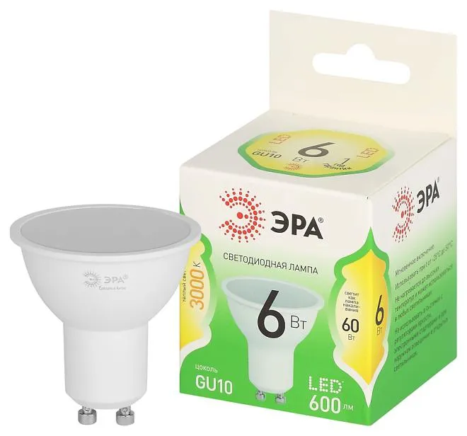Лампочка светодиодная ЭРА LED MR16-6W-830-GU10 GL