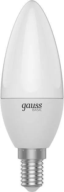 Лампа светодиодная E14 5,5W 3000К матовая Gauss 1033116 Basic Свеча Лампа светодиодная E14 5,5W 3000К матовая Gauss 1033116 Basic Свеча