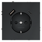 Розетка встраиваемая с заземлением и защитными шторками + usb 16А VOLTUMVLS040507