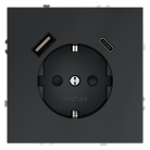Розетка встраиваемая с заземлением и защитными шторками + usb 16А VOLTUMVLS040507