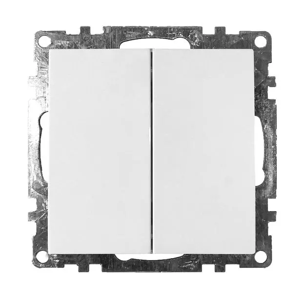 Выключатель 2-клавишный (механизм), Stekker 39300 GLS10-7104-01, 250V, 10А, серия Катрин, белый Выключатель 2-клавишный (механизм), Stekker 39300 GLS10-7104-01, 250V, 10А, серия Катрин, белый