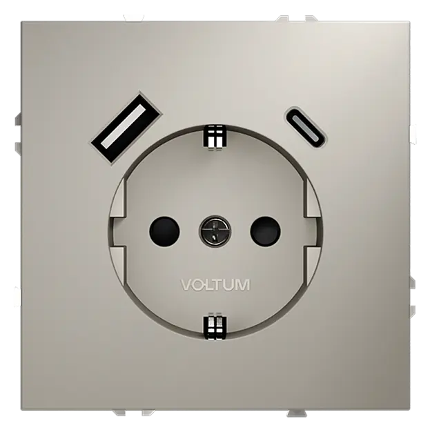Розетка встраиваемая с заземлением и защитными шторками + usb 16А VOLTUMVLS040503 Розетка встраиваемая с заземлением и защитными шторками + usb 16А VOLTUMVLS040503