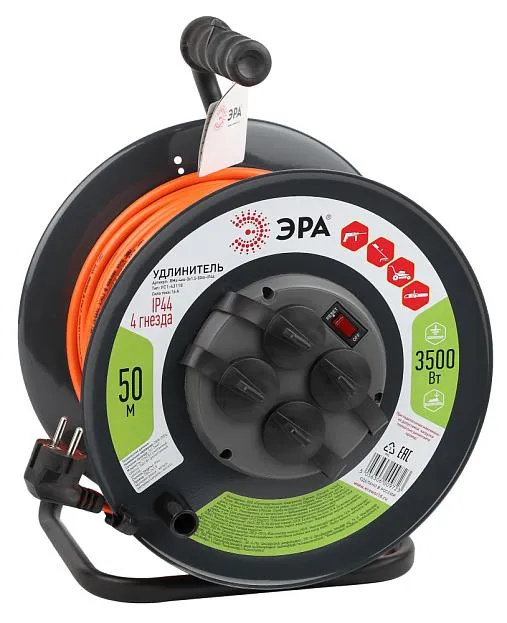 Розеточные блоки, удлинители ЭРА RMx-4es-3x1.5-50m-IP44