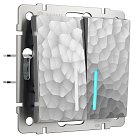 Выключатель двухклавишный с подсветкой (серебряный) Werkel W1220106 Hammer a052087